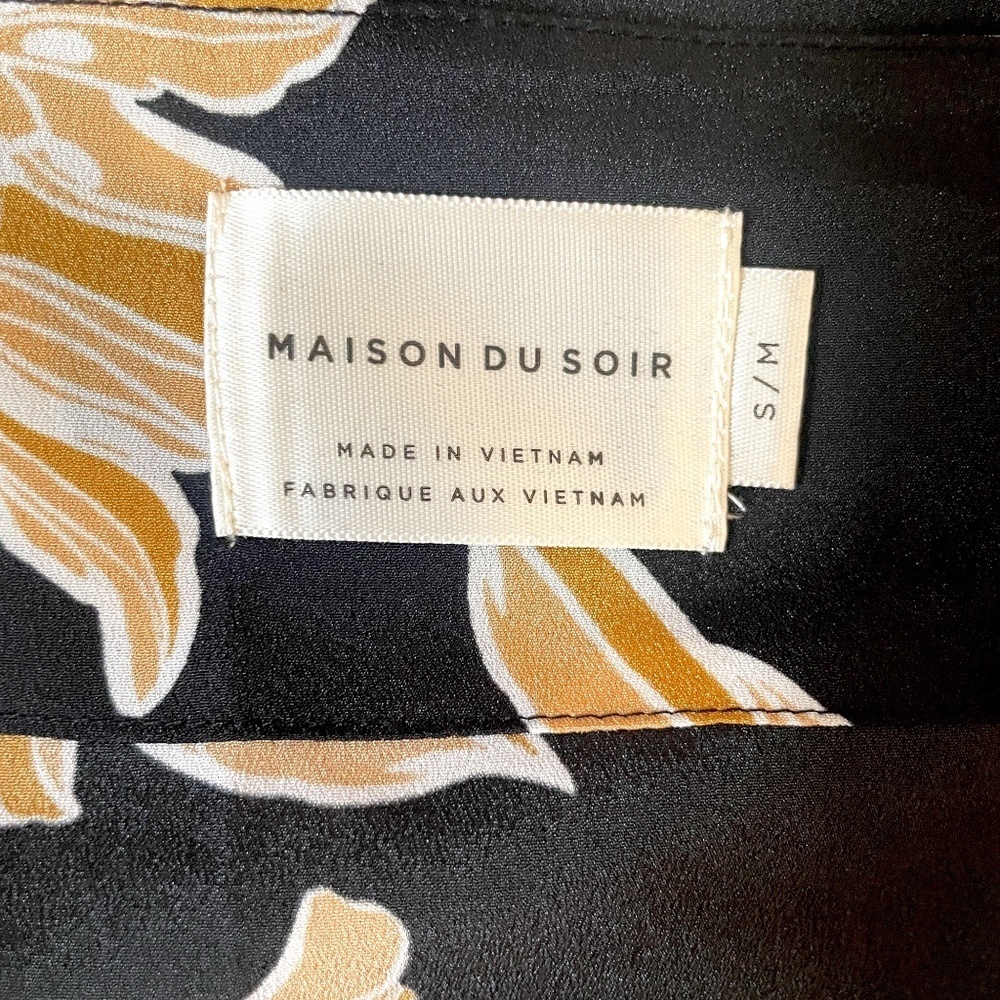 Maison Du Soir Floral Print Kimono Robe, Black/Go… - image 7